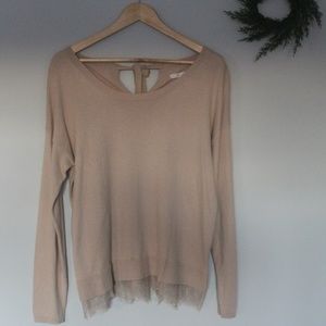 Lauren Conrad Tie Keyhole Sweater with Lace Detail